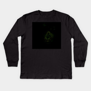 Digital collage and special processing. Dark, scary place in woods. Hole. Green. Kids Long Sleeve T-Shirt